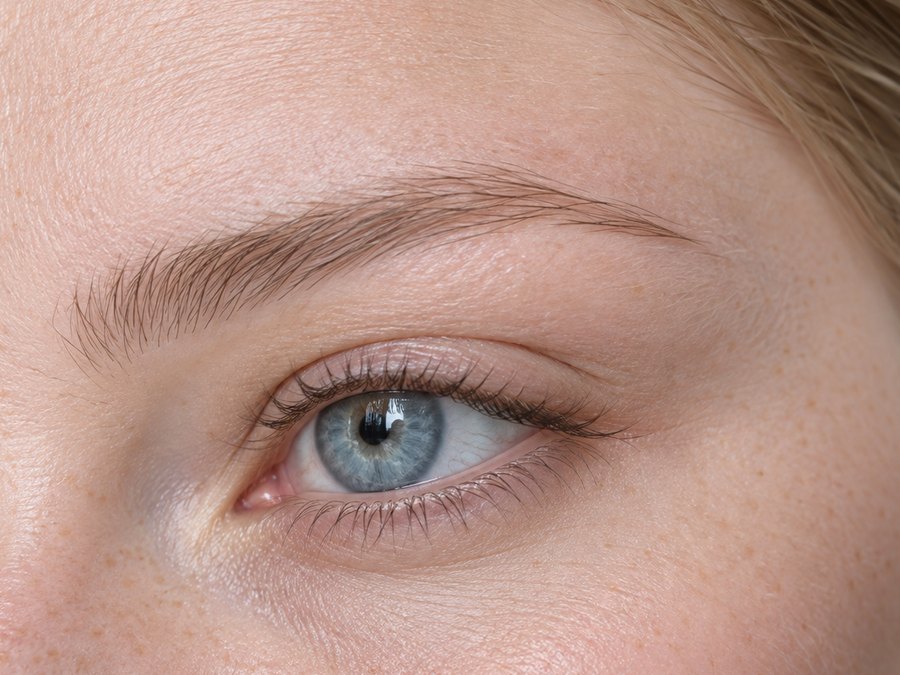 Lifted lashes with laminated brows