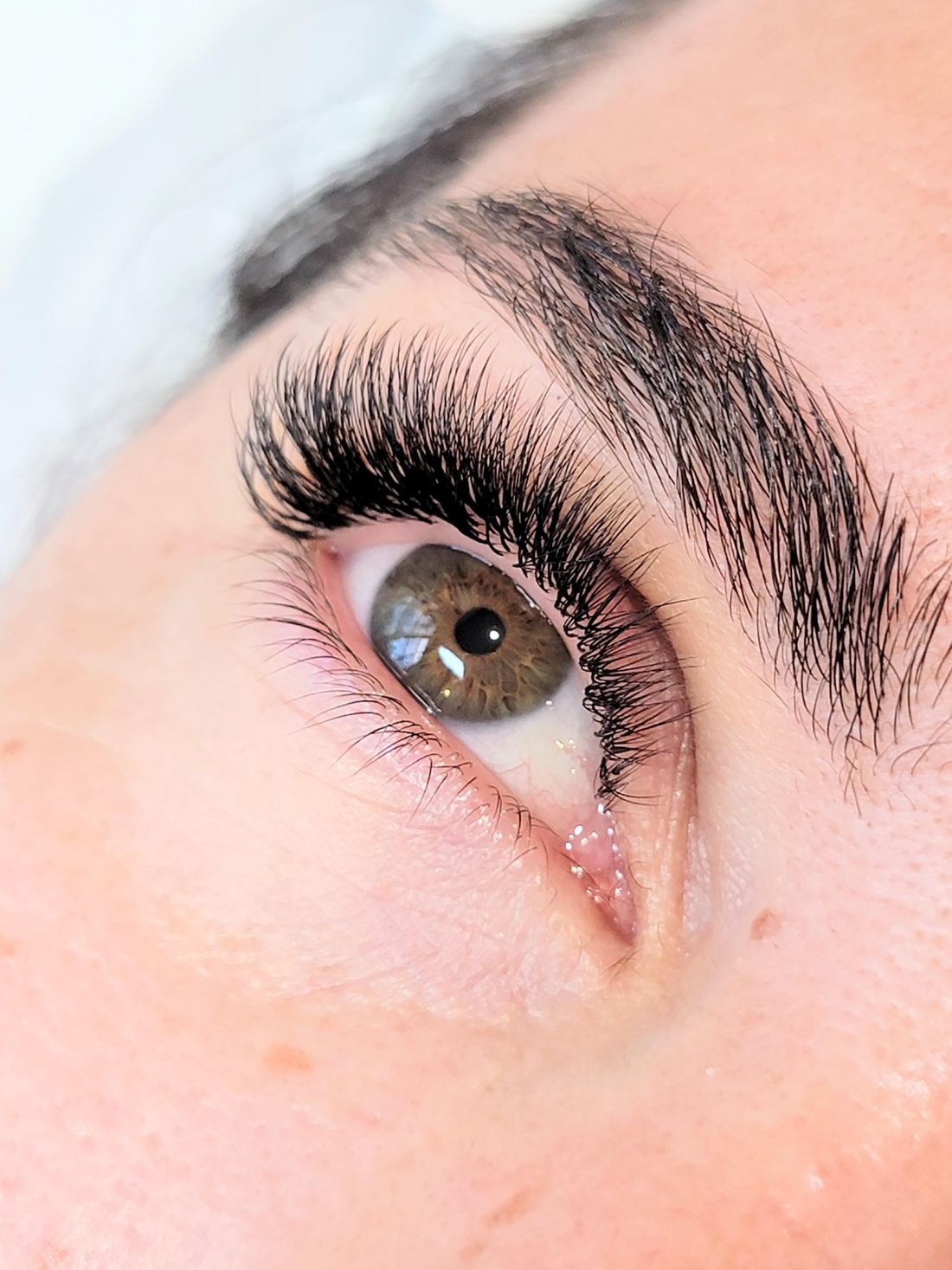 Volume eyelash extensions on brown eyes at Mare Lash and Spa, Hallandale Beach